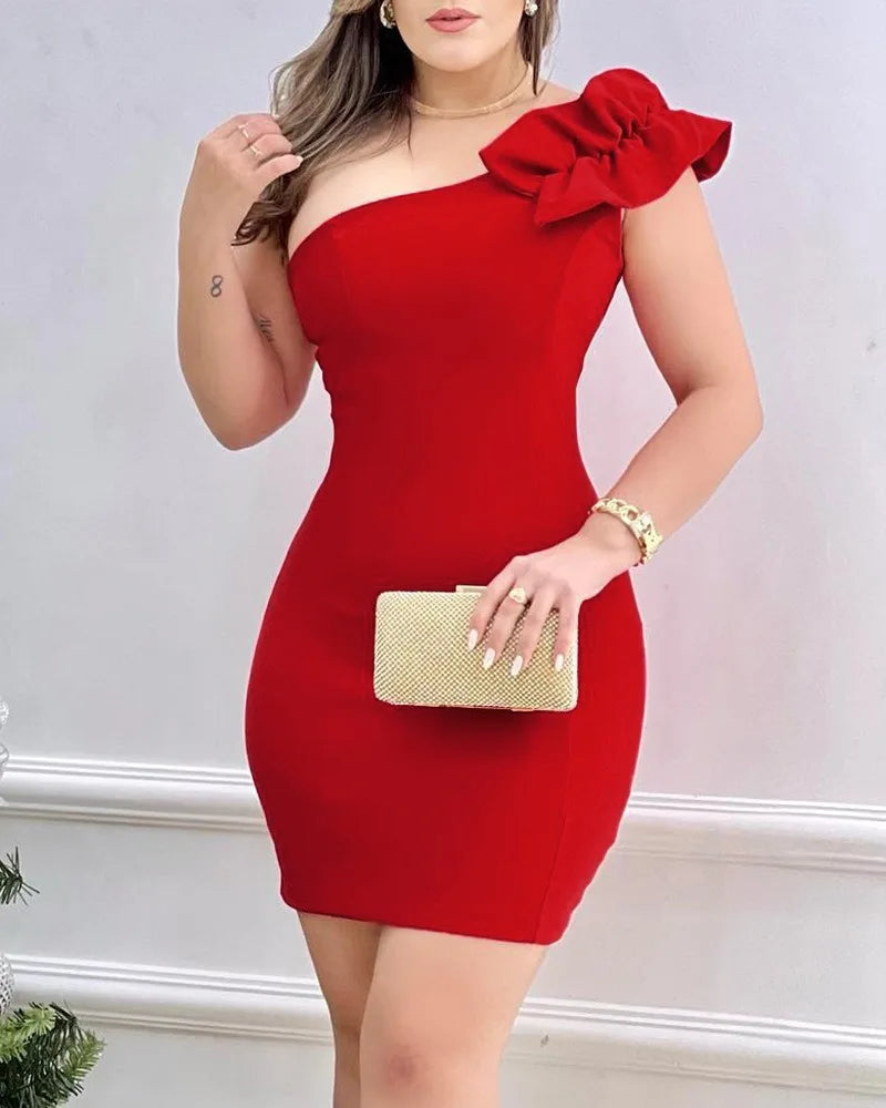 Red Blossom Bodycon Dress