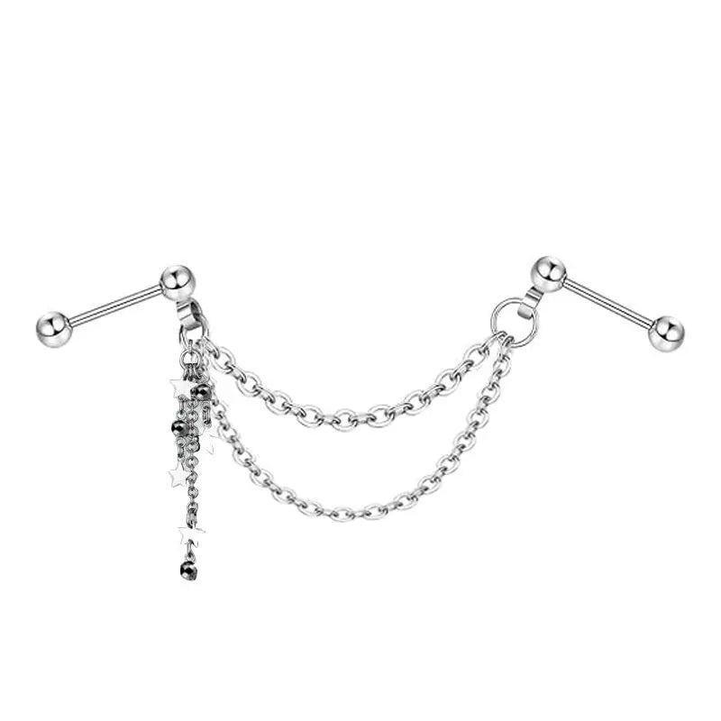 TrendyLink Double Piercing Chain Earrings