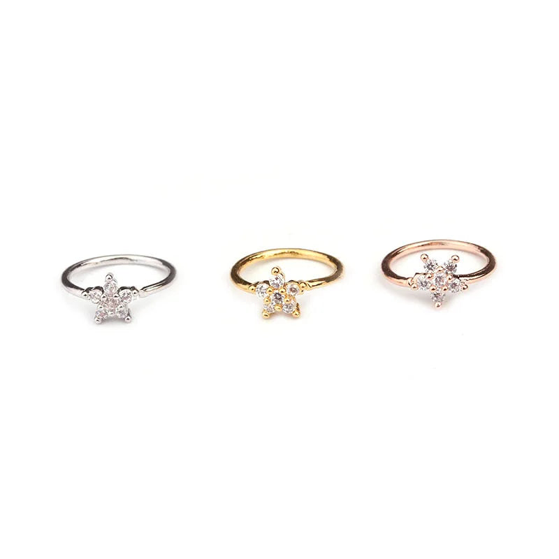 SparklePetals Zircon Nose Ring Set