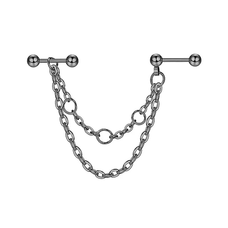 TrendyLink Double Piercing Chain Earrings