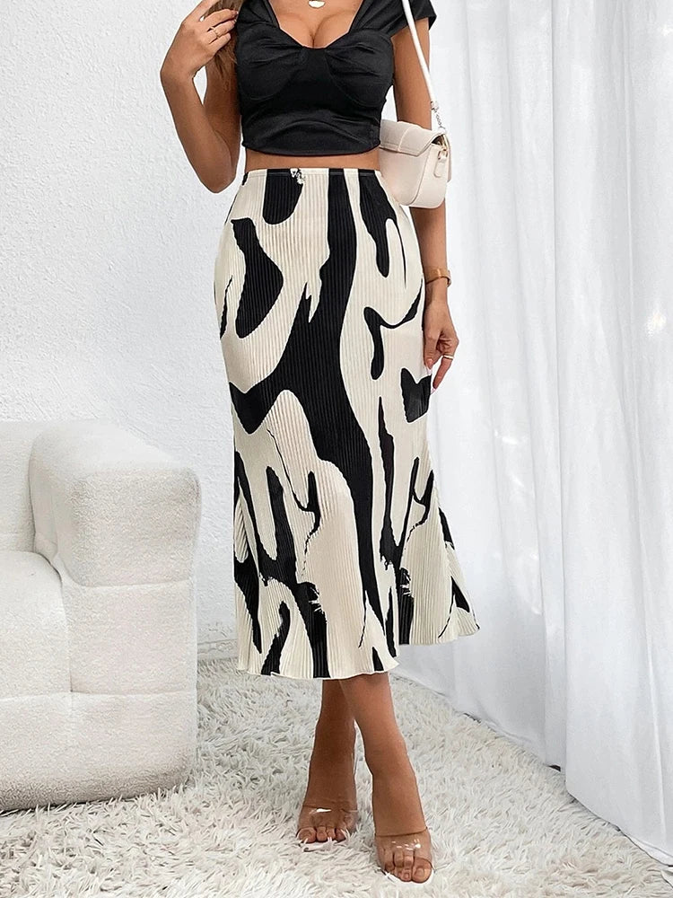 ChicPrint Pleated Maxi Skirt