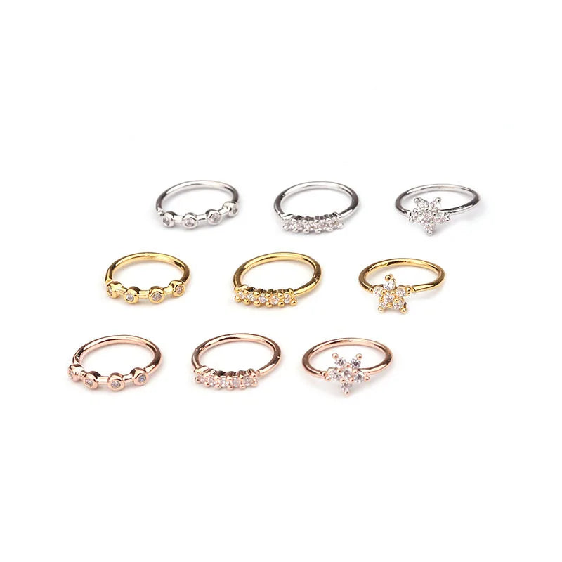 SparklePetals Zircon Nose Ring Set