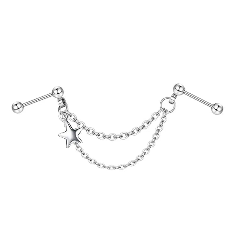 TrendyLink Double Piercing Chain Earrings