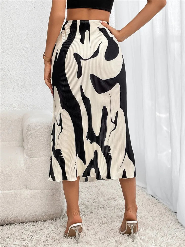 ChicPrint Pleated Maxi Skirt