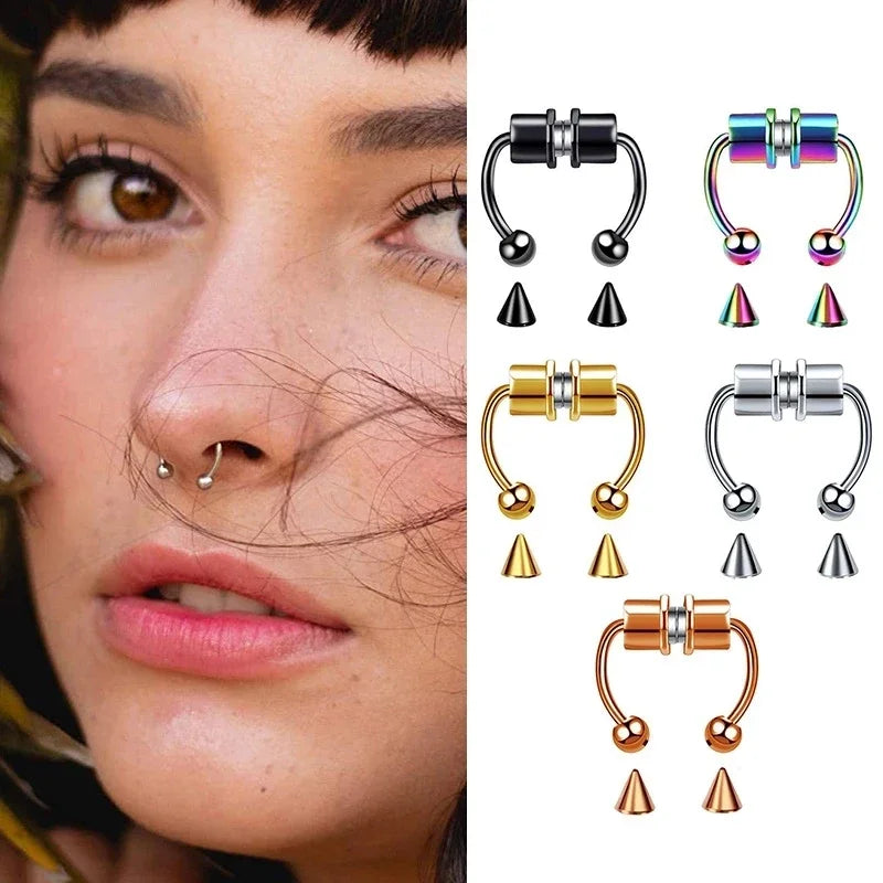 Faux Steel Septum Hoop