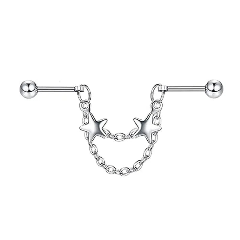 TrendyLink Double Piercing Chain Earrings