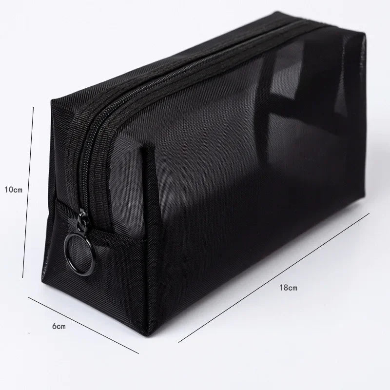 LuxeJet Black Nylon Gauze Makeup Organizer