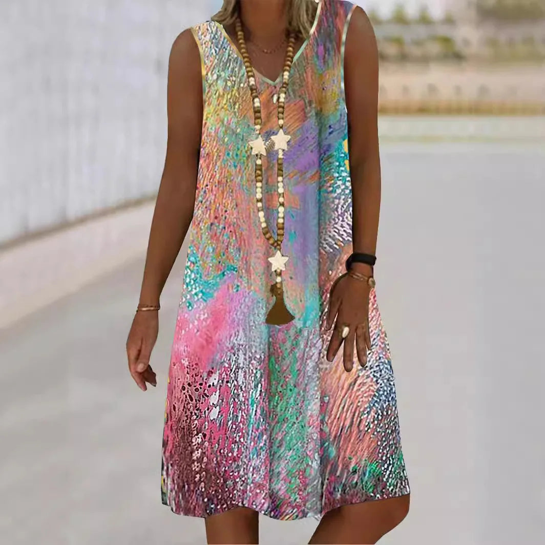 Rainbow Chic Sleeveless Dress