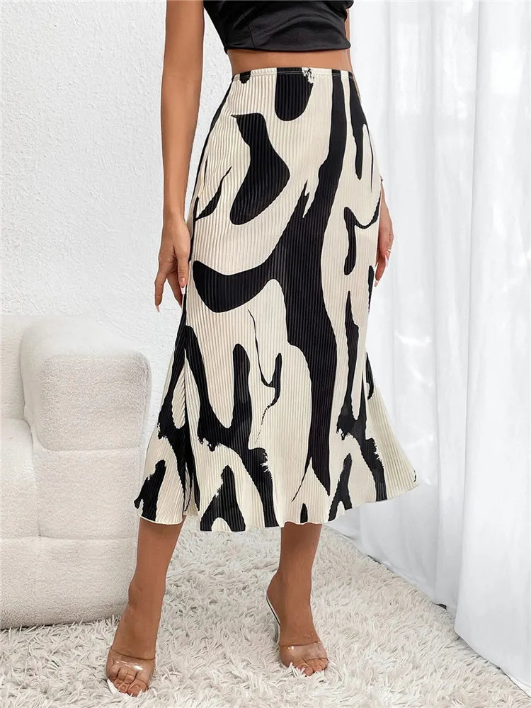 ChicPrint Pleated Maxi Skirt