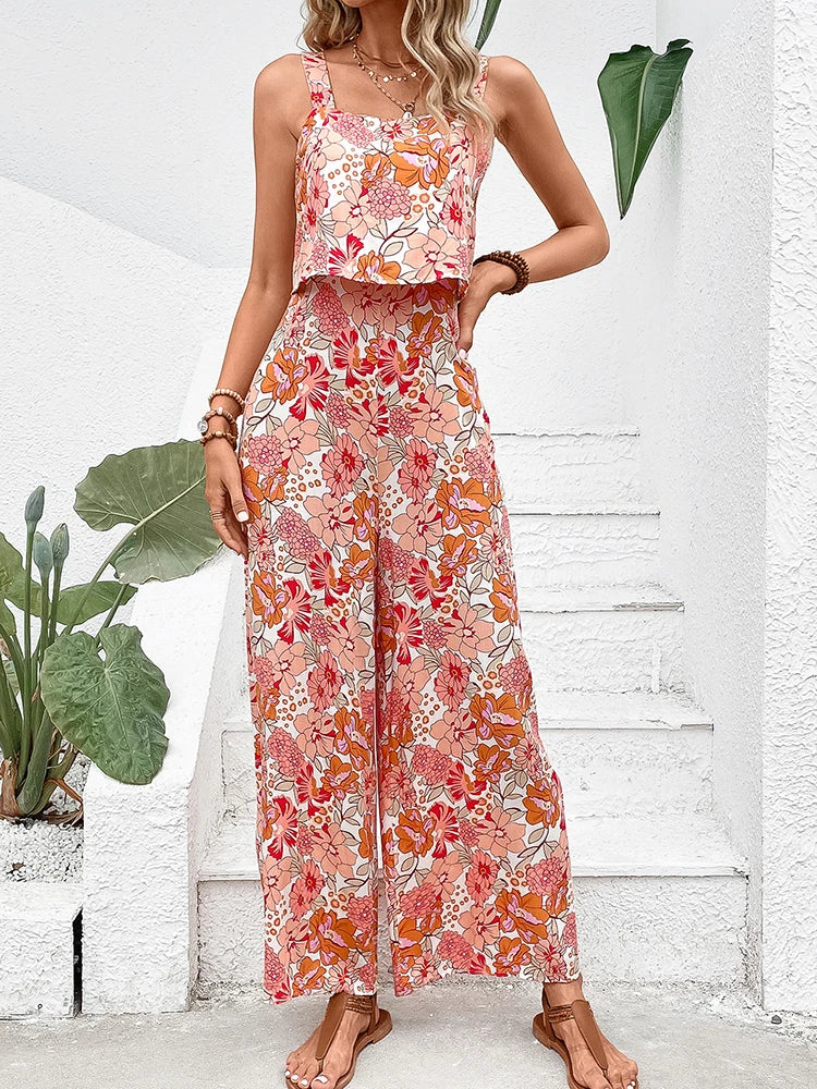 Blossom Chic" Backless Jumpsuit