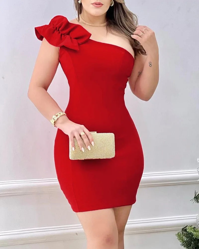 Red Blossom Bodycon Dress