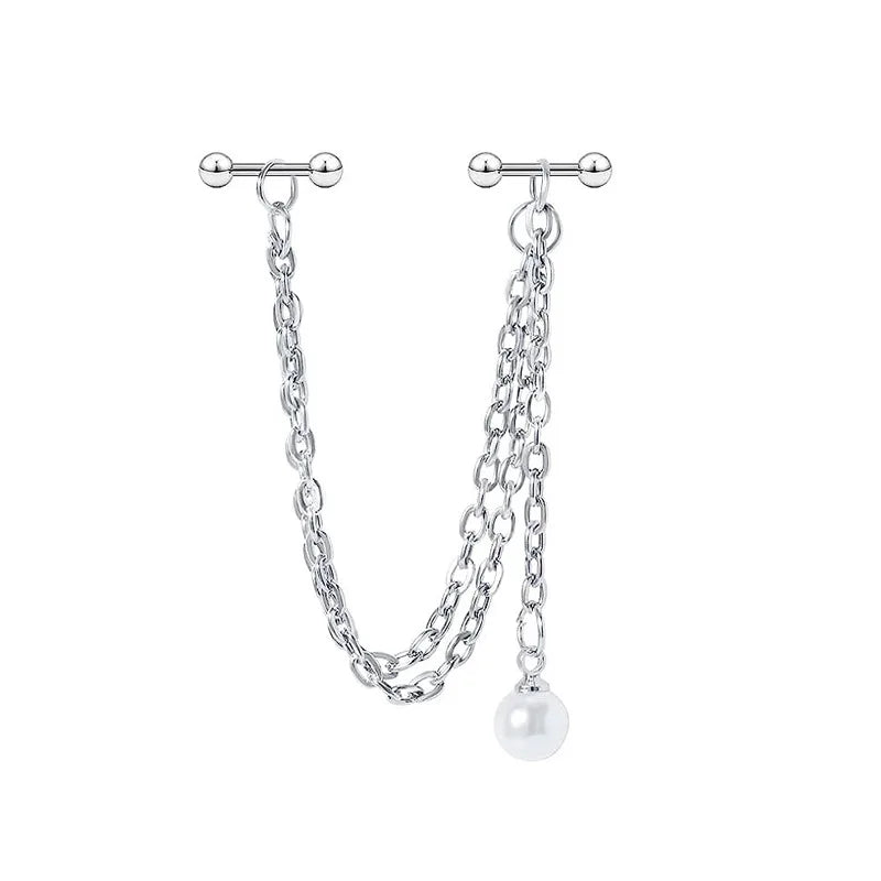 TrendyLink Double Piercing Chain Earrings