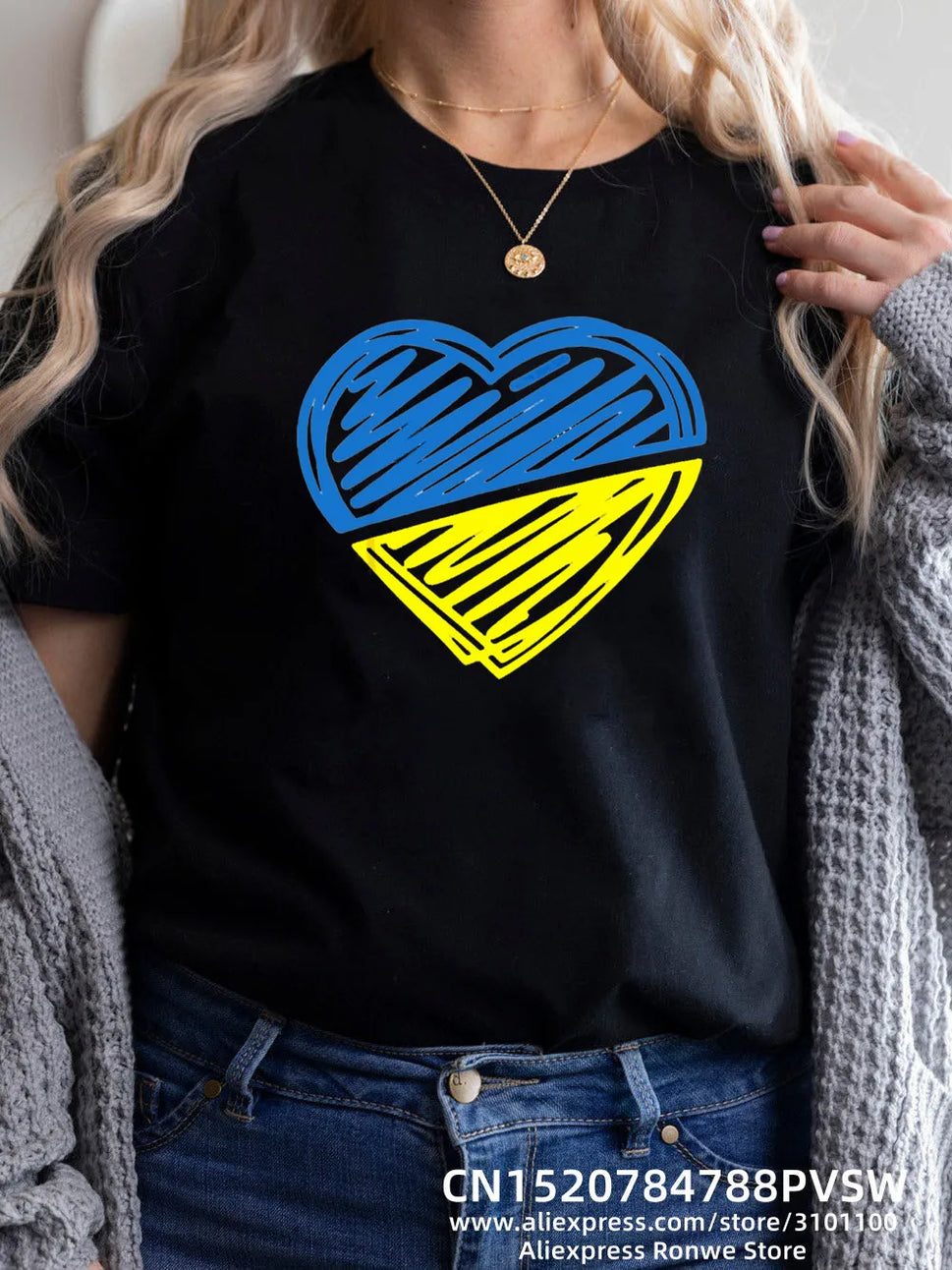 Blue Yellow Heartbeat Women's Tee