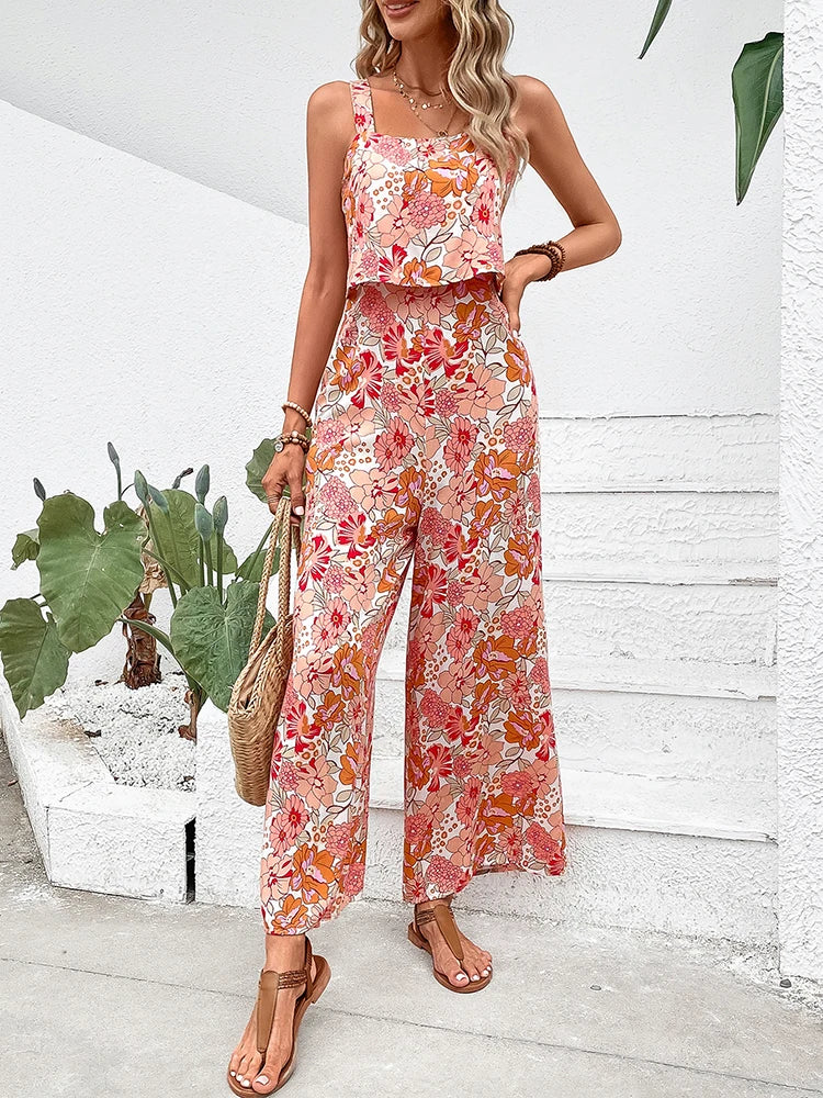 Blossom Chic" Backless Jumpsuit