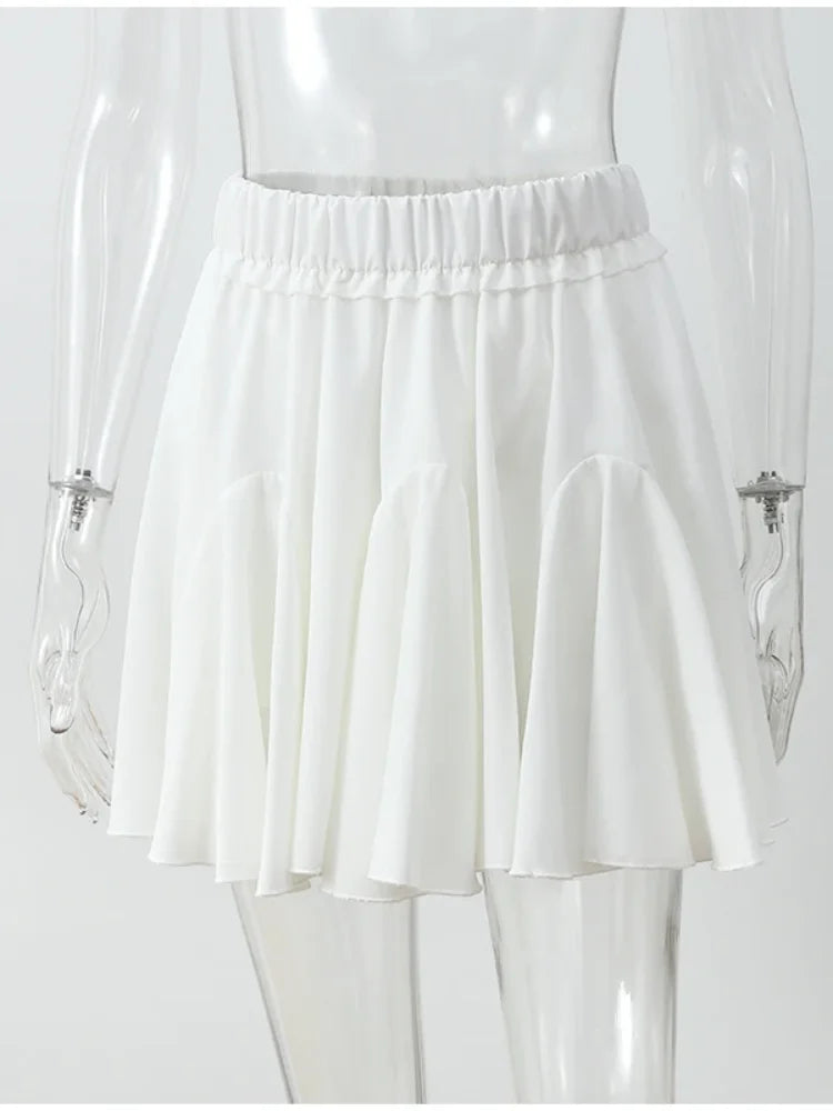 Elegant White High Waist Mini Skirt