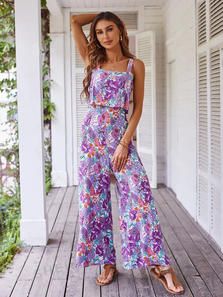 Blossom Chic" Backless Jumpsuit