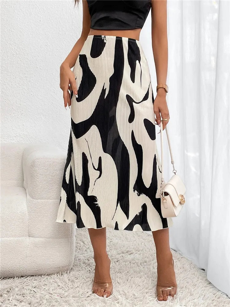 ChicPrint Pleated Maxi Skirt