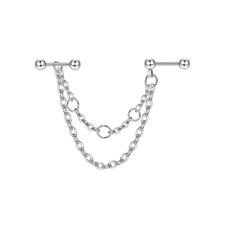 TrendyLink Double Piercing Chain Earrings