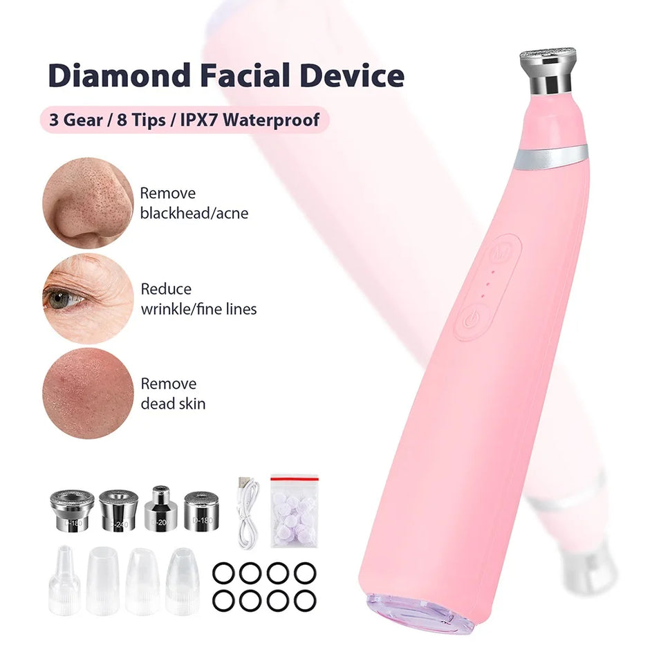 Foreverlily Diamond Microdermabrasion Machine Portable Facial Peeling Beauty Device for Pore Vacuum Blackhead Removal Anti Aging