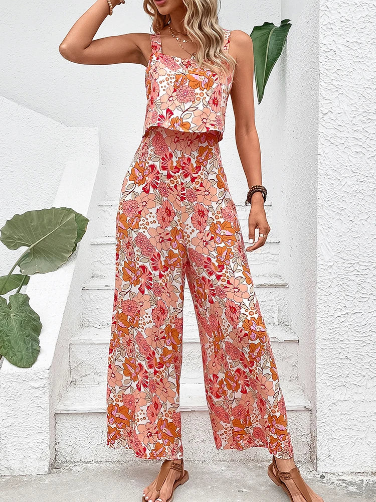 Blossom Chic" Backless Jumpsuit